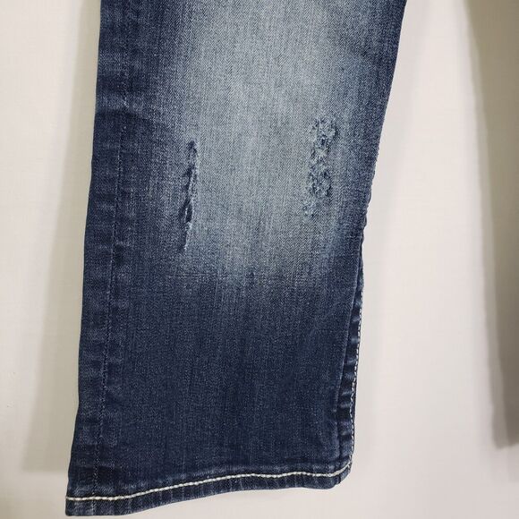 Vigoss Womens Capri Sz 5/6 21 The New York Denim Blue Jeans Distressed Embroider - Picture 7 of 12